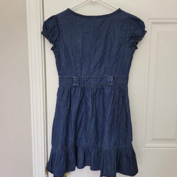 Cherokee Girls Denim Dress Ruffle Puff Sleeve Buttons 100% Cotton Size 7/8 - Picture 5 of 10